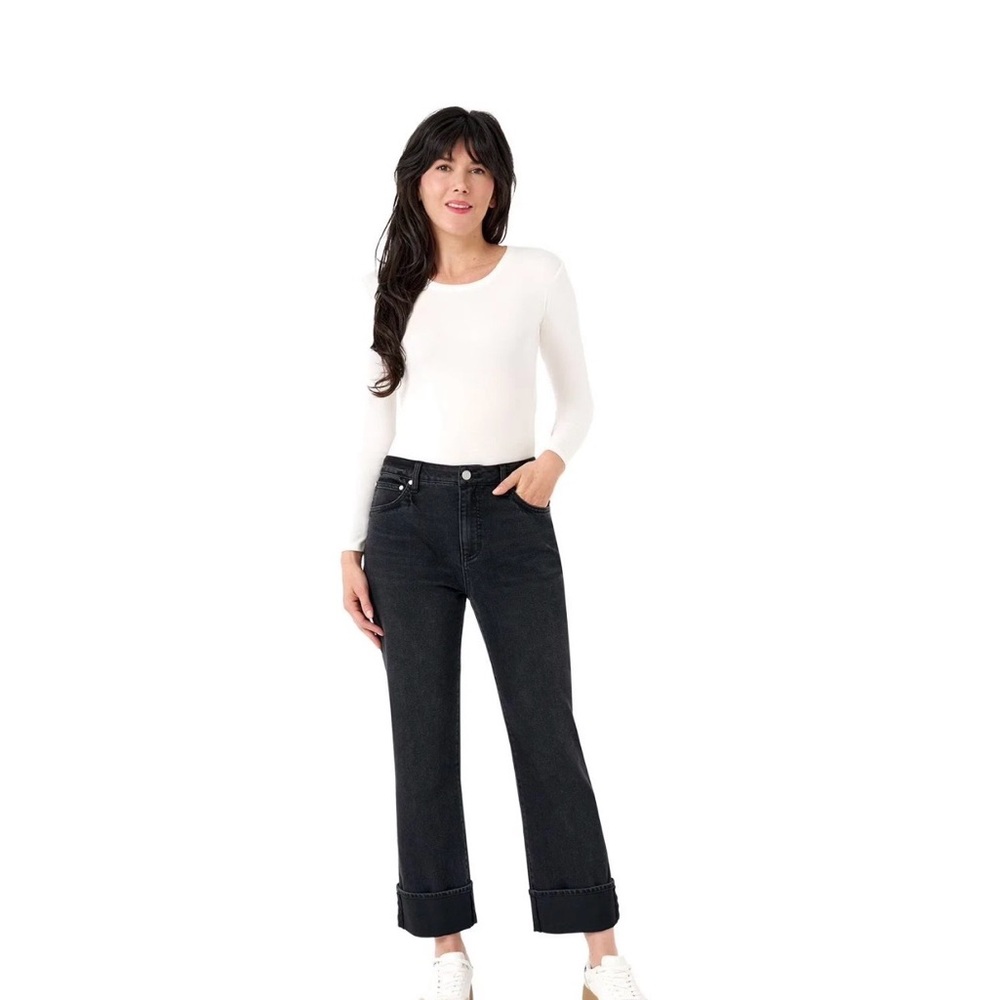 Edited by Hunter McGrady Women Cuffed Wide Leg Hi Rise Jean Size 6 Black